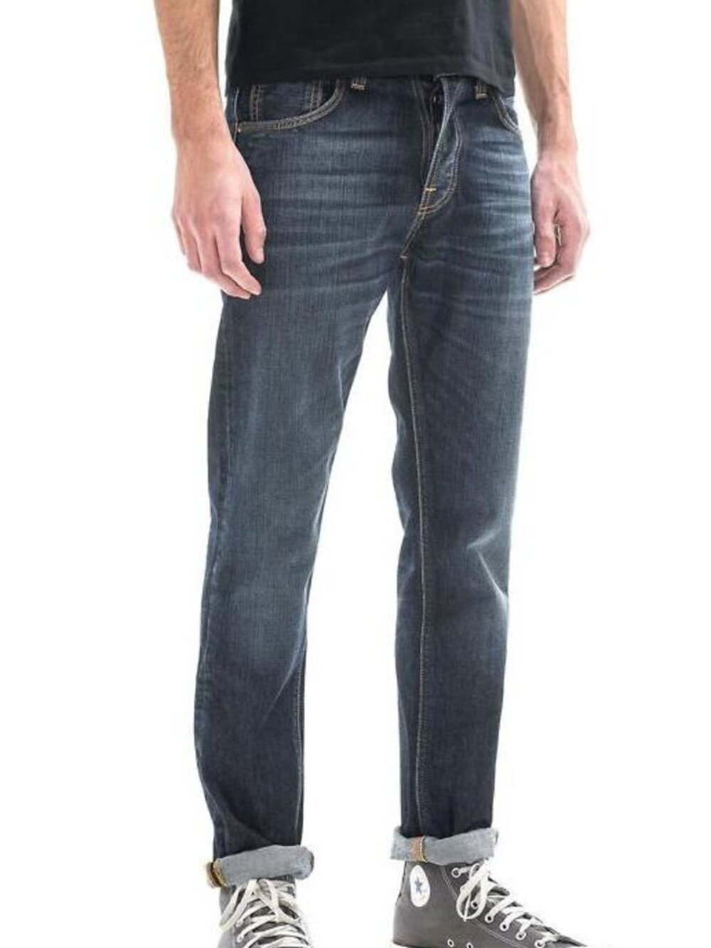 Nudie Jeans Men's Dark Wash Blue Straight Jeans